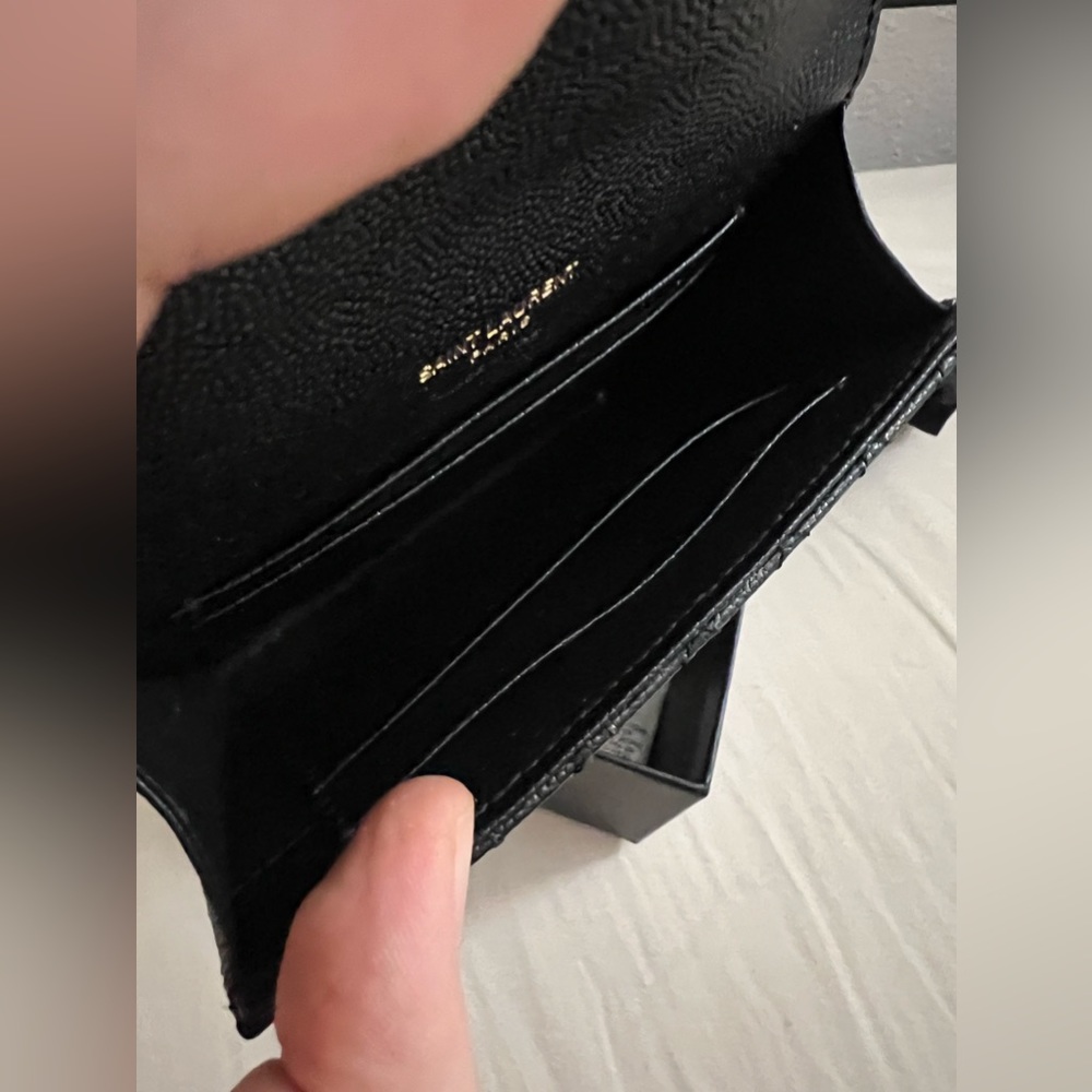 SOLD NEW YSL Saint Laurent Gold Monogram quilted leather wallet clutch - Picture 6 of 12